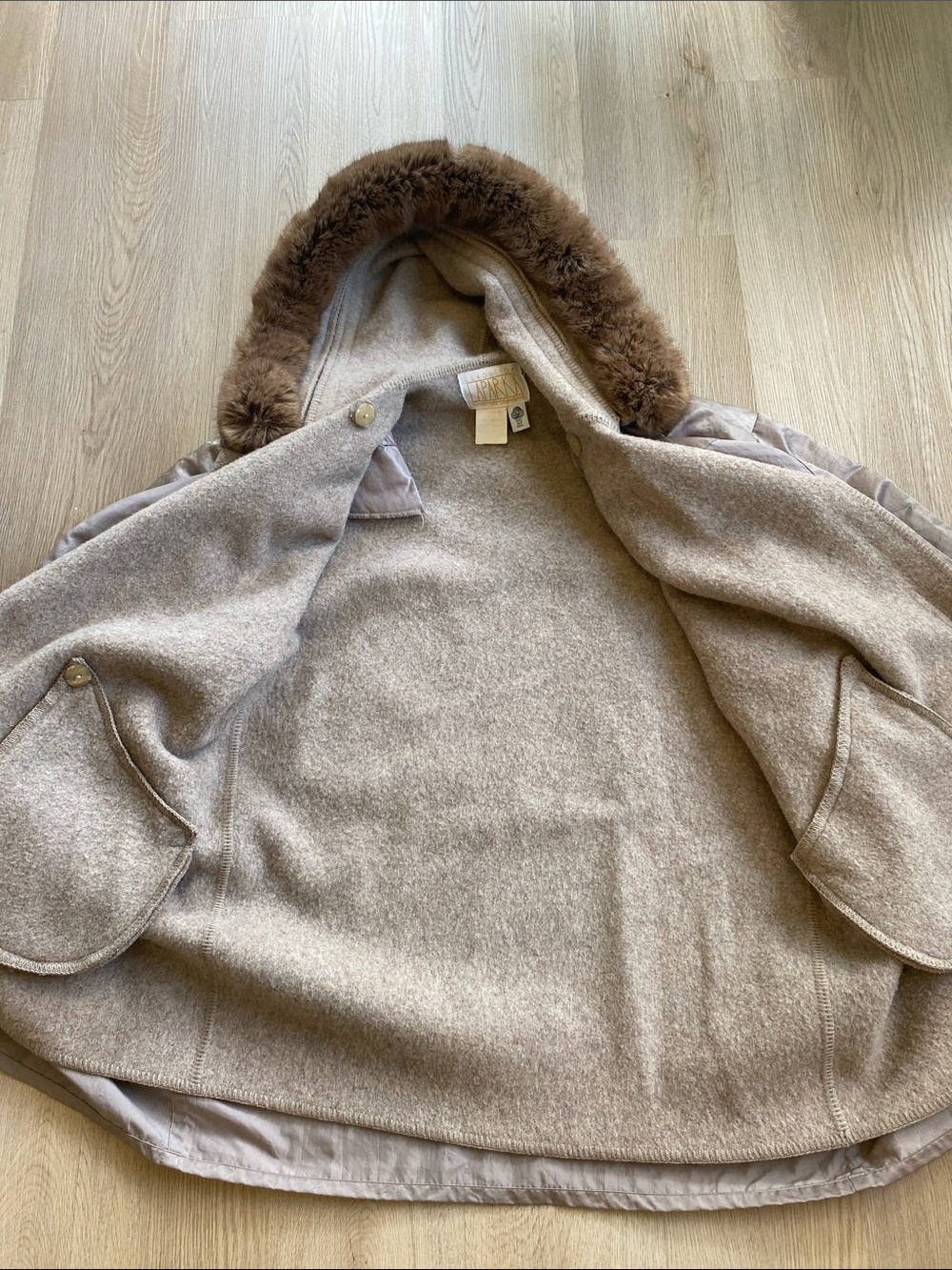 Vintage Linda Lundström La Parka 3-in-1 Coat Heather Grey Taupe Minimalist Small - Picture 10 of 14
